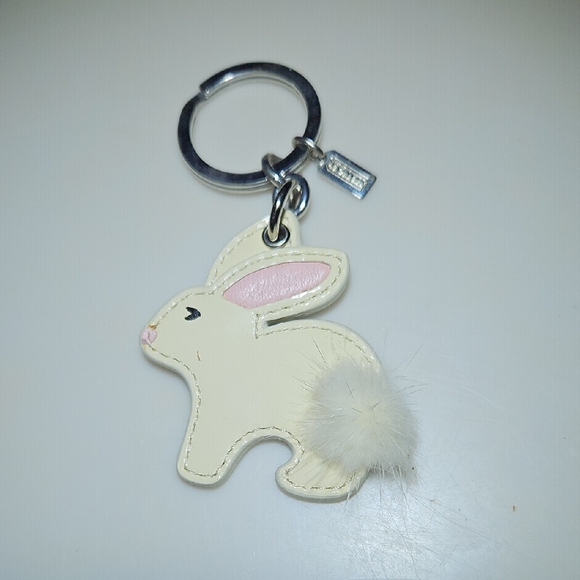 Coach Cream and Pink Bunny Keychain - Picture 1 of 2